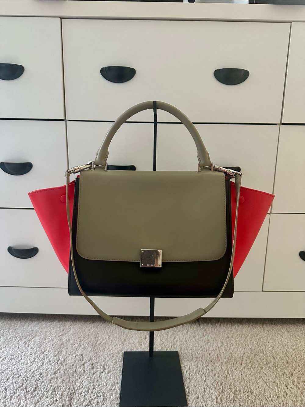 Celine Trapeze Tricolor Top-Handle Shoulder Bag